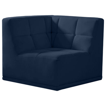 Relax Velvet Upholstered Corner Chair, Navy