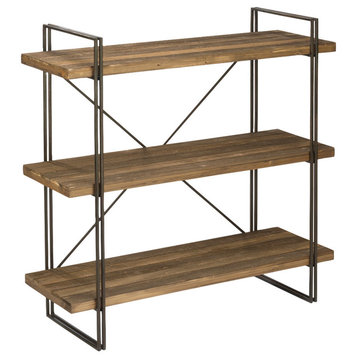 Brown Wood Metal Three Shelf Display Unit