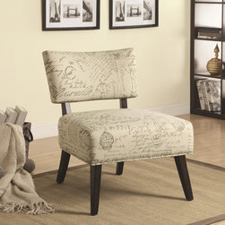 COASTER 902114 OFF WHITE GREY FRENCH LINEN COTTON FABRIC ACCENT CHAIR - Living Room Furniture Sets