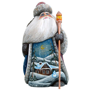 Winter House Santa, Woodcarved Figurine