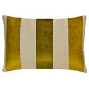Green Velvet & Linen 12"x26" Lumbar Pillow Cover Patchwork, Swathe Chartreuse