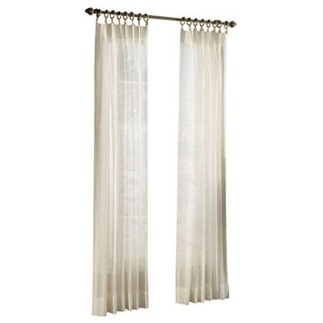 Splendor Batiste Curtains Pinch Pleated Sheer Draperies, Beige, 144"x84"
