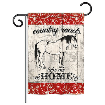 Country Roads Hores Nature, Everyday Garden Flag 13"x18.5"