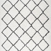 Cami Moroccan Style Diamond Shag, White/Black, 4'x6'