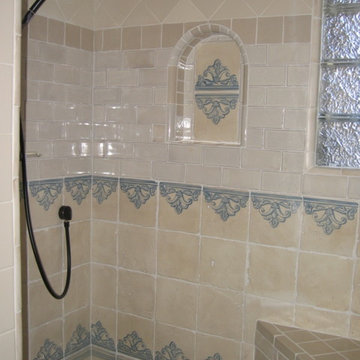 Handmade tiles in new universal access shower