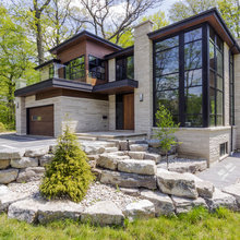 Rock stone around garage and house