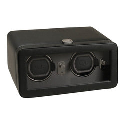 Windsor Double Watch Winder with Cover in Black - Jewelry Boxes And Organizers