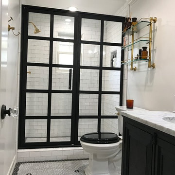 Black and white bathroom overview