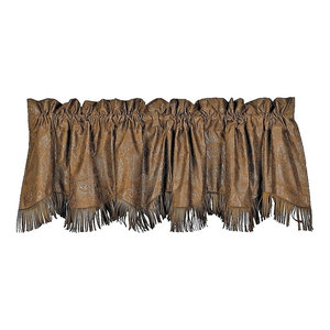 Brown Mustang Western Faux Leather Valance Southwestern