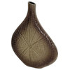 Zelo 15" Decorative Vase, Aluminum, Webbed Design, Bottleneck, Gold