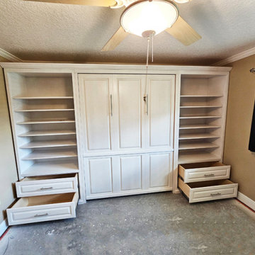 Traditional 6 Raised Panels Murphy Wall Bed Built-In Wall-to-Wall with Custom Bo