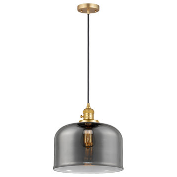 Bell Mini Pendant With Switch, Satin Gold, Plated Smoke
