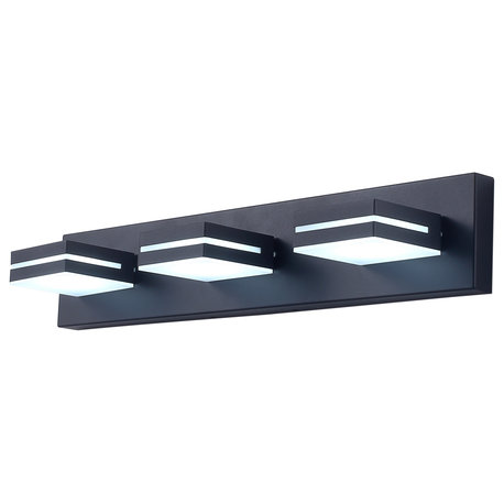 3-Light Wall Light Modern Bathroom Vanity Light, Fine Sand Black