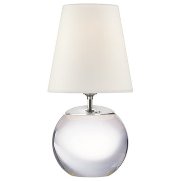 Terri Round Accent Lamp in Crystal with Linen Shade