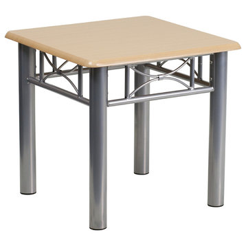 Flash Furniture Natural Laminate End Table With Silver Steel Frame