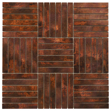 Modket Antique Copper Color Metal Parquet Mosaic Tile Backsplash TDH357AC