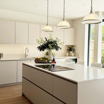 Light Beige Handleless Kitchen in St Albans