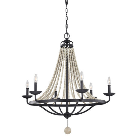 Nori Six Light Chandelier in Dark Weathered Zinc / Driftwood Grey