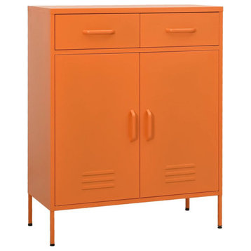 vidaXL Storage Cabinet Orange 31.5" Steel Book Display Side Cabinet Furniture