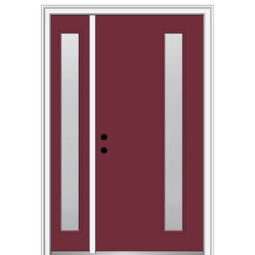 53"x81.75" 1-Lite Frosted Right-Hand Inswing Fiberglass Door With Sidelite