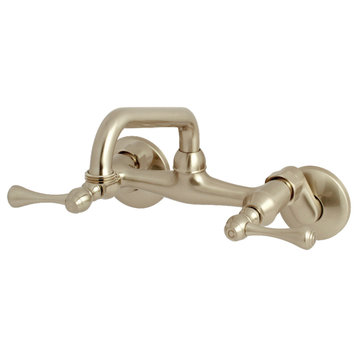 Kingston Brass 2-Handle Wall Mount Laundry Faucet, Brushed Nickel