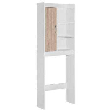 Better Home Products Ace Over the Toilet Storage Shelf in White & Natural Oak