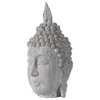 Meditating Buddha Head Garden Sculpture, Gray