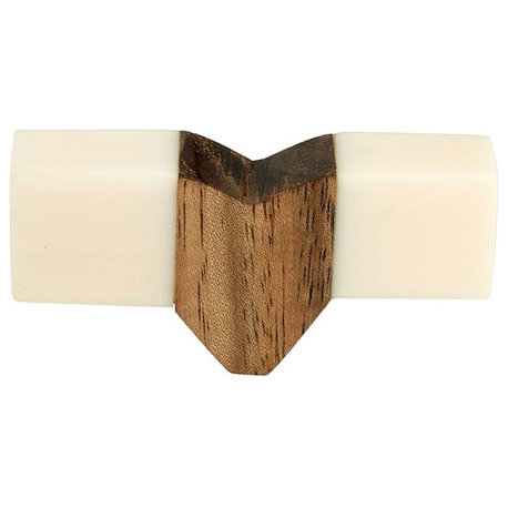 Mascot Hardware Toggle Design 2-3/4 in. Cream Resin Brown Wood Cabinet Knob