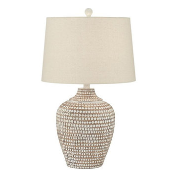 Pacific Coast Lighting Alese 25.5" Resin and Linen Table Lamp in Brown