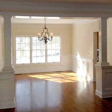 Raised Panel Wainscoting defines the space