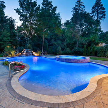 Naperville, IL Freeform Swimming Pool with Raised Hot Tub