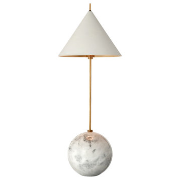 Cleo Orb Base Accent Lamp in Antique-Burnished Brass with Antique White Shade