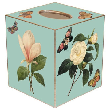 TB1-Aqua Floral Tissue Box Cover