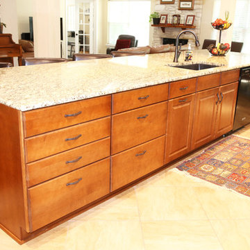 Traditional Kitchen with Dark Wood Finish and Functional Island