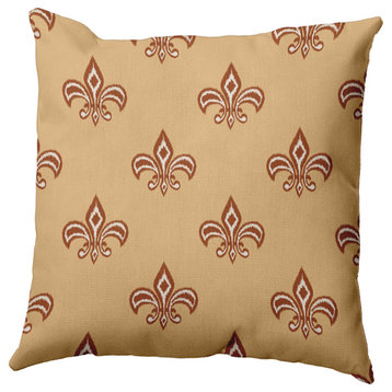 16" x 16" Fleur de Lis Decorative Throw Pillow, Pale Gold