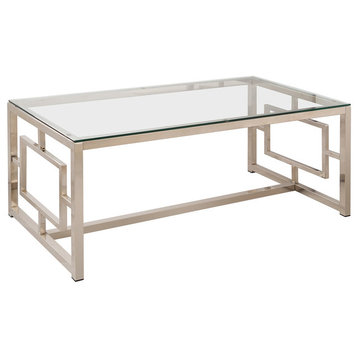 Coaster Contemporary Geometric Glass Top Coffee Table in Nickel