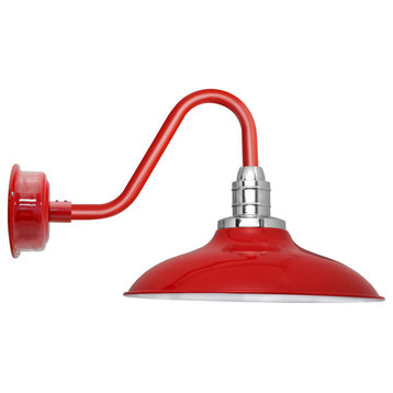 Peony LED Barn Light With Vintage-Style Arm, Cherry Red, 12"