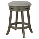 OSP Home Furnishings - 2-Pack Backless Round Swivel Stool, Dove Faux Leather Fabric/Antique Gray Finish - The Round Swivel Stool from OSP Home Furnishings is a nimble option for your home seating arrangements. Both swivel stools are made of solid wood. Each one having an attached footrest for comfort. Perfect for your guests while dining or just simply for fun! Don't you want more out of your chair? This swivel stool makes sitting down a unique experience.