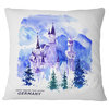 Germany Watercolor Landscape Cityscape Painting Throw Pillow, 18"x18"