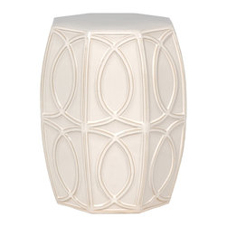 White Treillage Garden Stool - Home Decor
