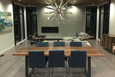 Dining room - mid-sized modern light wood floor and beige floor dining room idea in Other with beige walls and no fireplace