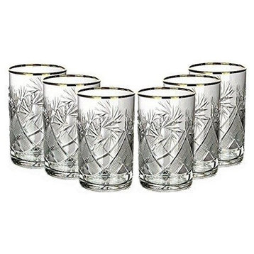Set of 6 Vintage Russian Crystal Tea Glasses For Metal Holder Podstakannik