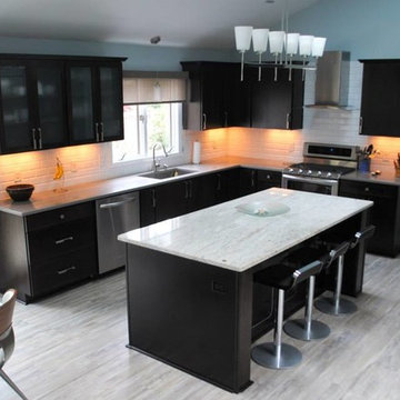 Kitchen Remodel with Tectona Teak Clic Floors and White River Granite Island Top