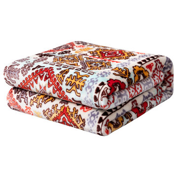 Southwestern Havana Geometric Soft Plush Fleece Throw Blanket, 63"x90"