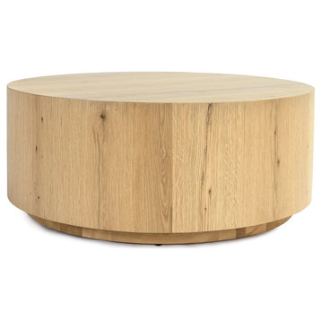 Layne 42" Round Coffee Table With Casters by Kosas Home, Natural