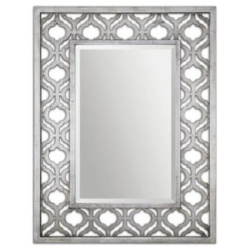 Elegant 40" Open Fretwork Silver Wall Mirror