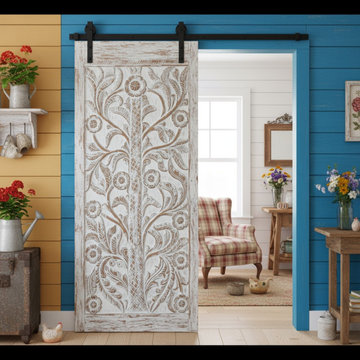 Rustic Carved Reclaimed Wood Barn Doors