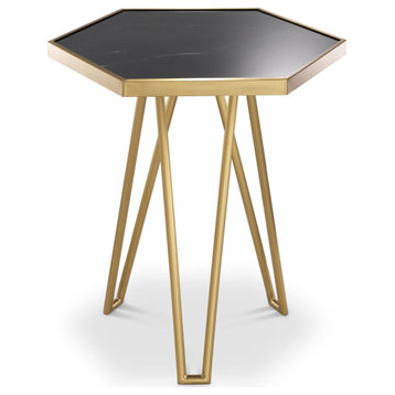 Hexagonal Brass Leg Side Table | Eichholtz Samson