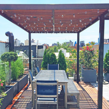 East Village Rooftop Garden with Pergola