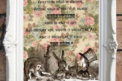 ALICE in Wonderland Quote Art Print. Shabby Chic Decor. Vintage Style Alice Wall